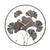 Wanduhr mit Ginkgo-Metallblatt-Design, rund, dunkle Blätter, gelbe Ziffern, AMS