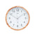 Orologio da parete con cornice effetto legno, quadrante bianco rotondo e lancette