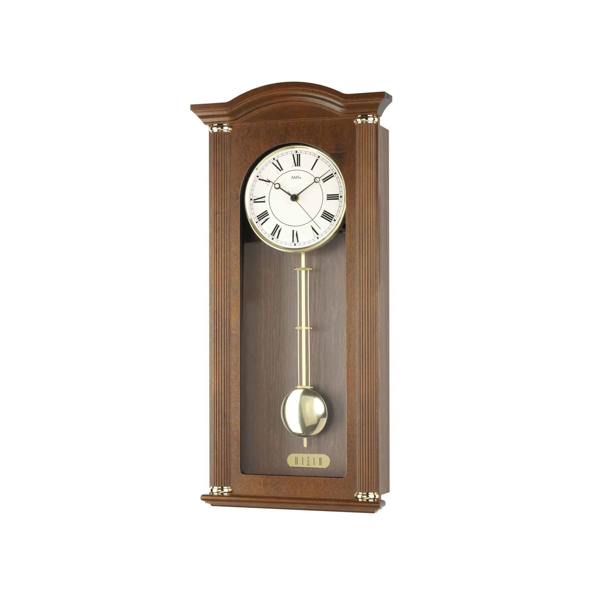 Zegar ścienny AMS Regulator R2764/1 orzech • 14-dniowy mechanizm uderzeniowy • szkło mineralne