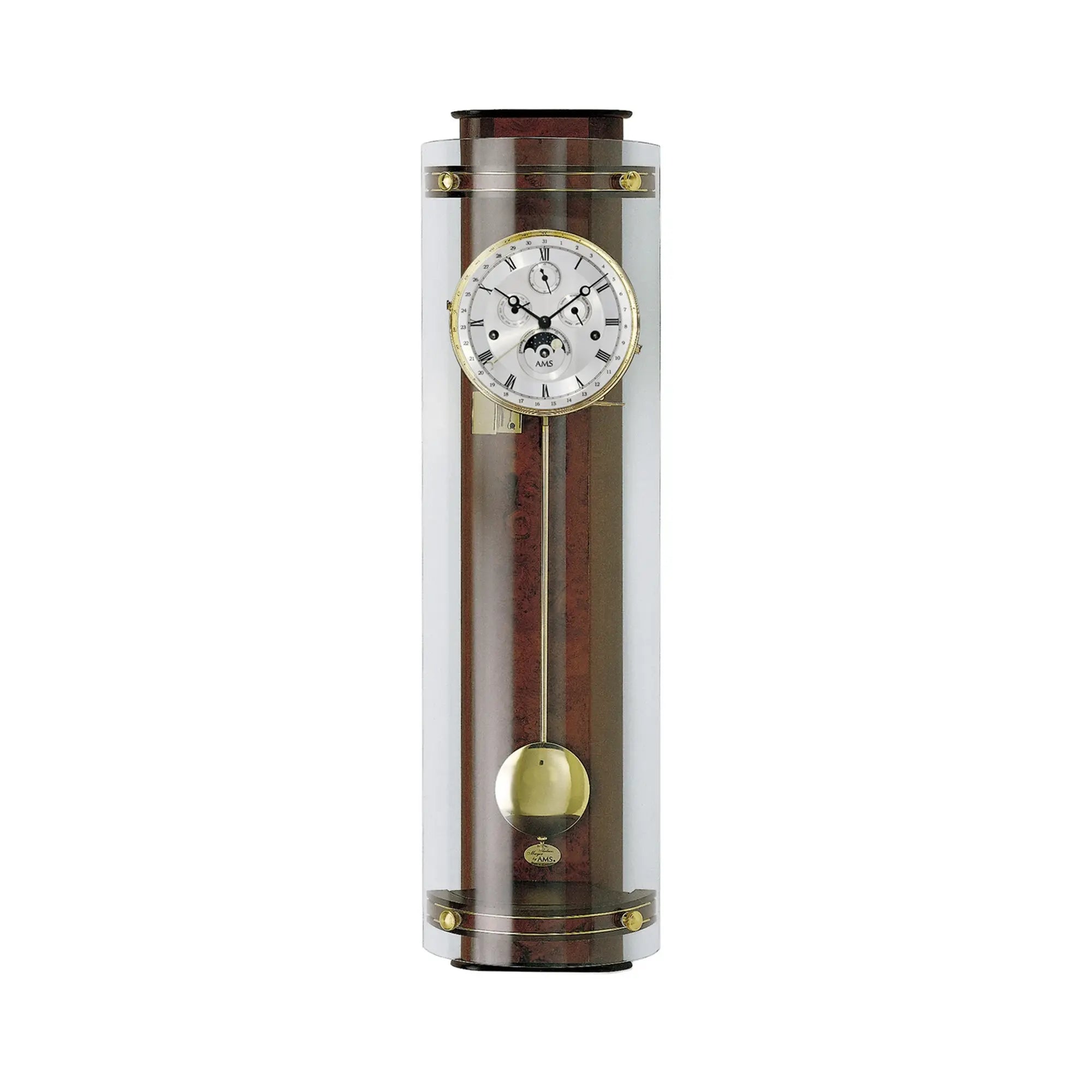 Zegar ścienny AMS Regulator R3633/1 orzech • mechanizm Westminster • faza księżyca