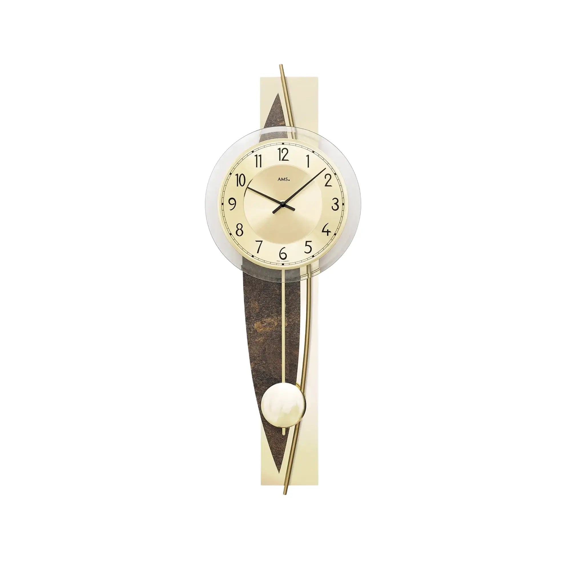 Orologio da parete AMS Design W7453 • Movimento a pendolo al quarzo • Dettagli in ottone