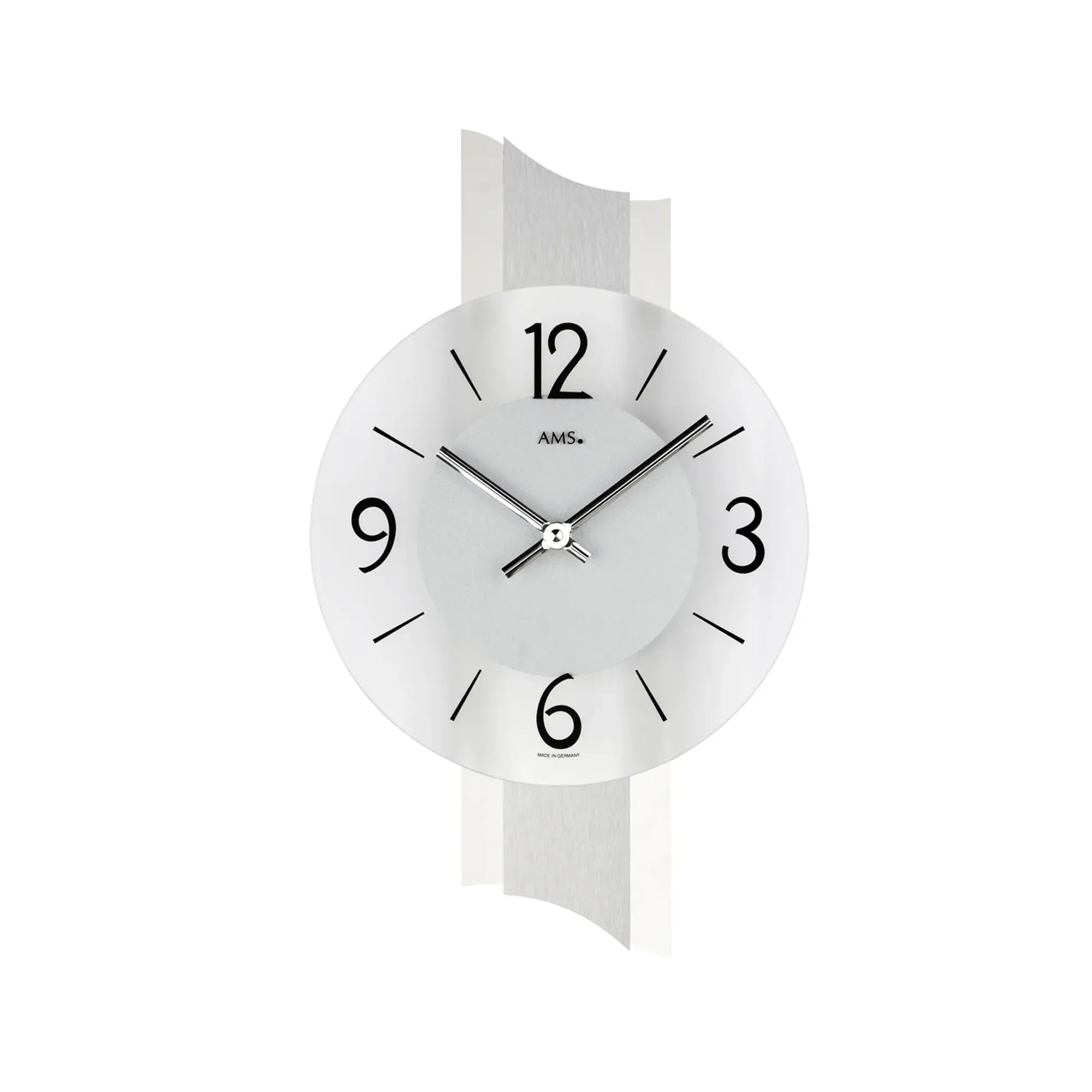 Zegar ścienny AMS W9394 łupek/aluminium • mechanizm kwarcowy • szkło mineralne