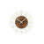 AMS Wanduhr mit rundem weißem Gehäuse, Holz-Zifferblatt und goldenen Zeigern