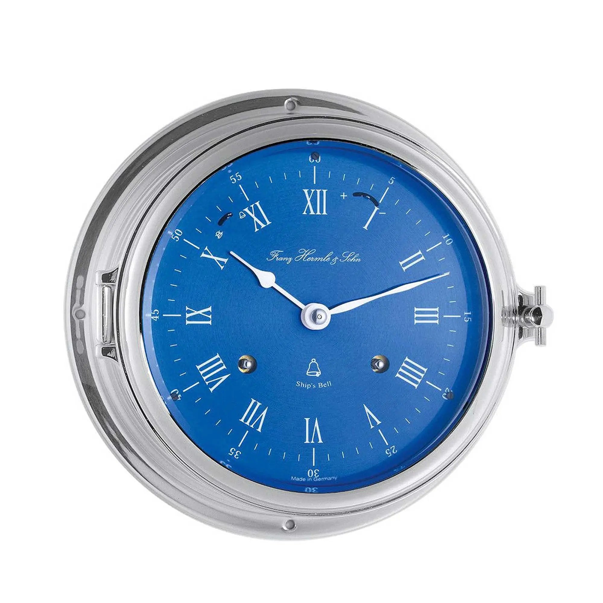 Orologio da parete Hermle Ø 18 cm ottone • Meccanismo meccanico a 8 giorni • Suono di campana di nave