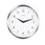 Orologio da parete rotondo con quadrante bianco, lancette nere, bordo metallico perimetrale