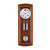 Orologio da parete in legno con quadrante rotondo e pendolo in cornice di vetro, cassa marrone