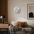 Runde LED-Wortanzeige-Uhr an der Wand, silbernes Display in Alu-Optik, Zeittext