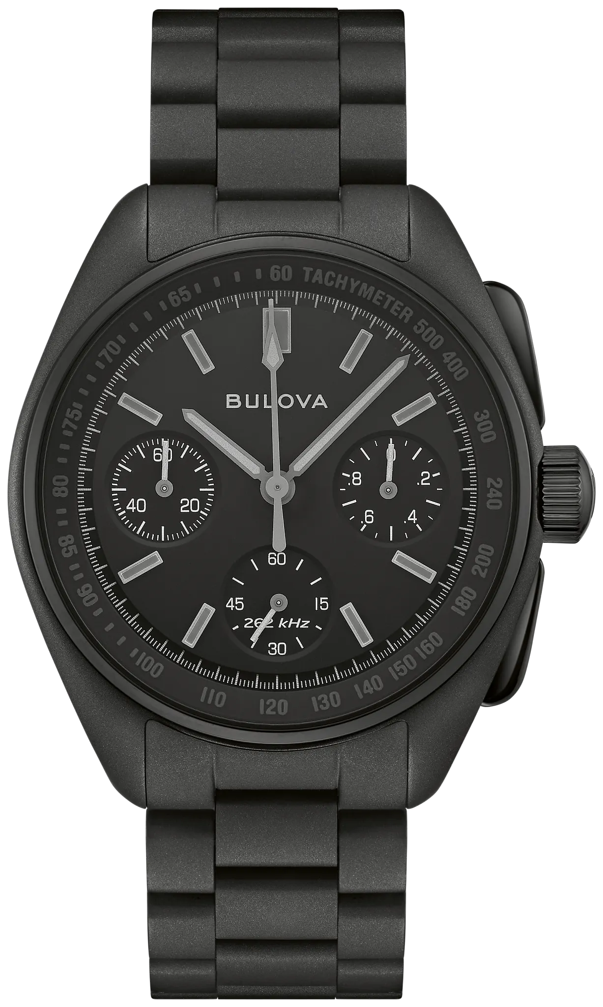 Bulova Herrenuhr Chronograph mit schwarzem Zifferblatt, Tachymeter und 3 Hilfszifferblättern
