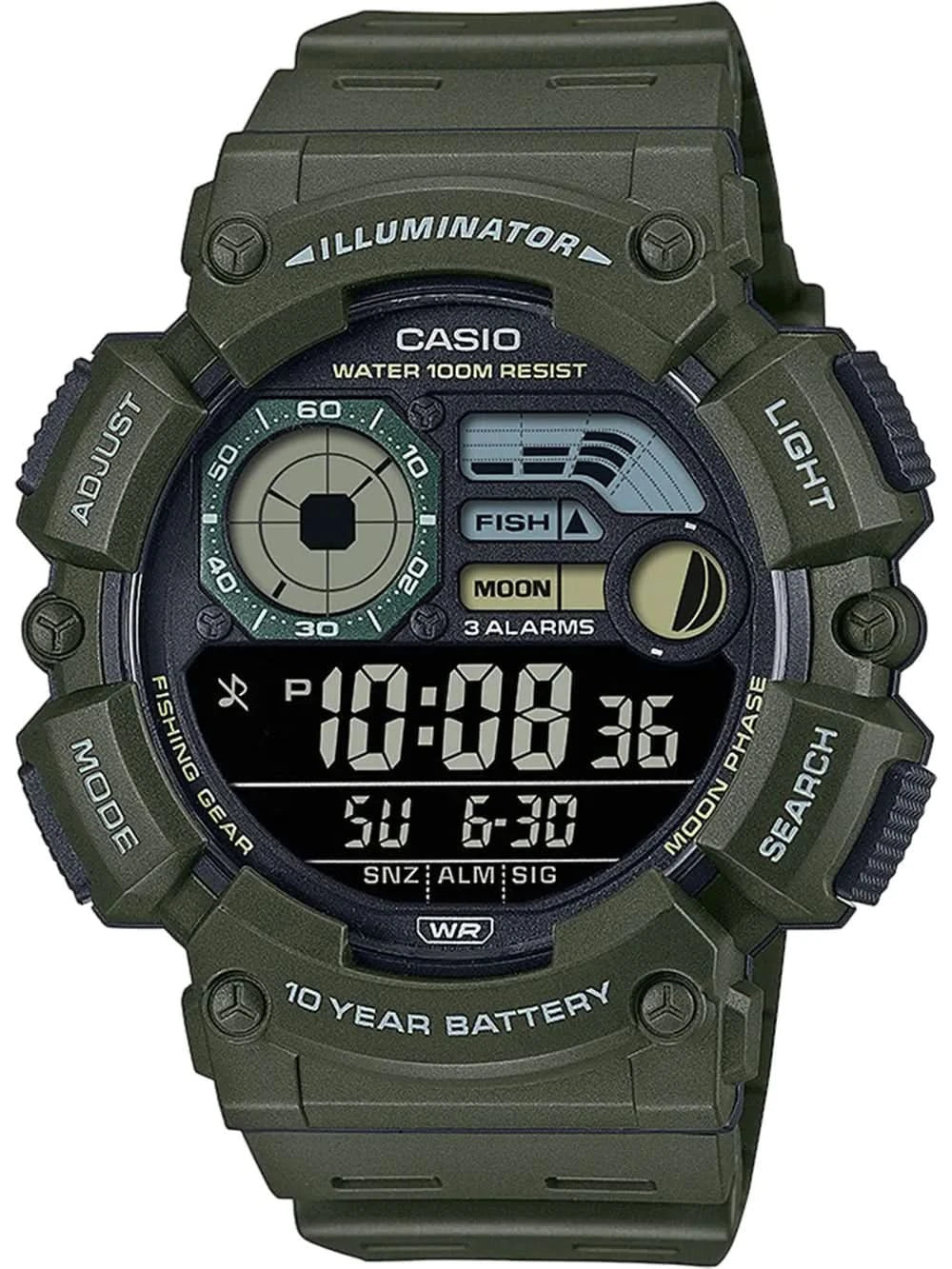 Orologio Casio WS-1500H-3BVEF da uomo • Timer per pescatori e dati lunari • Batteria da 10 anni