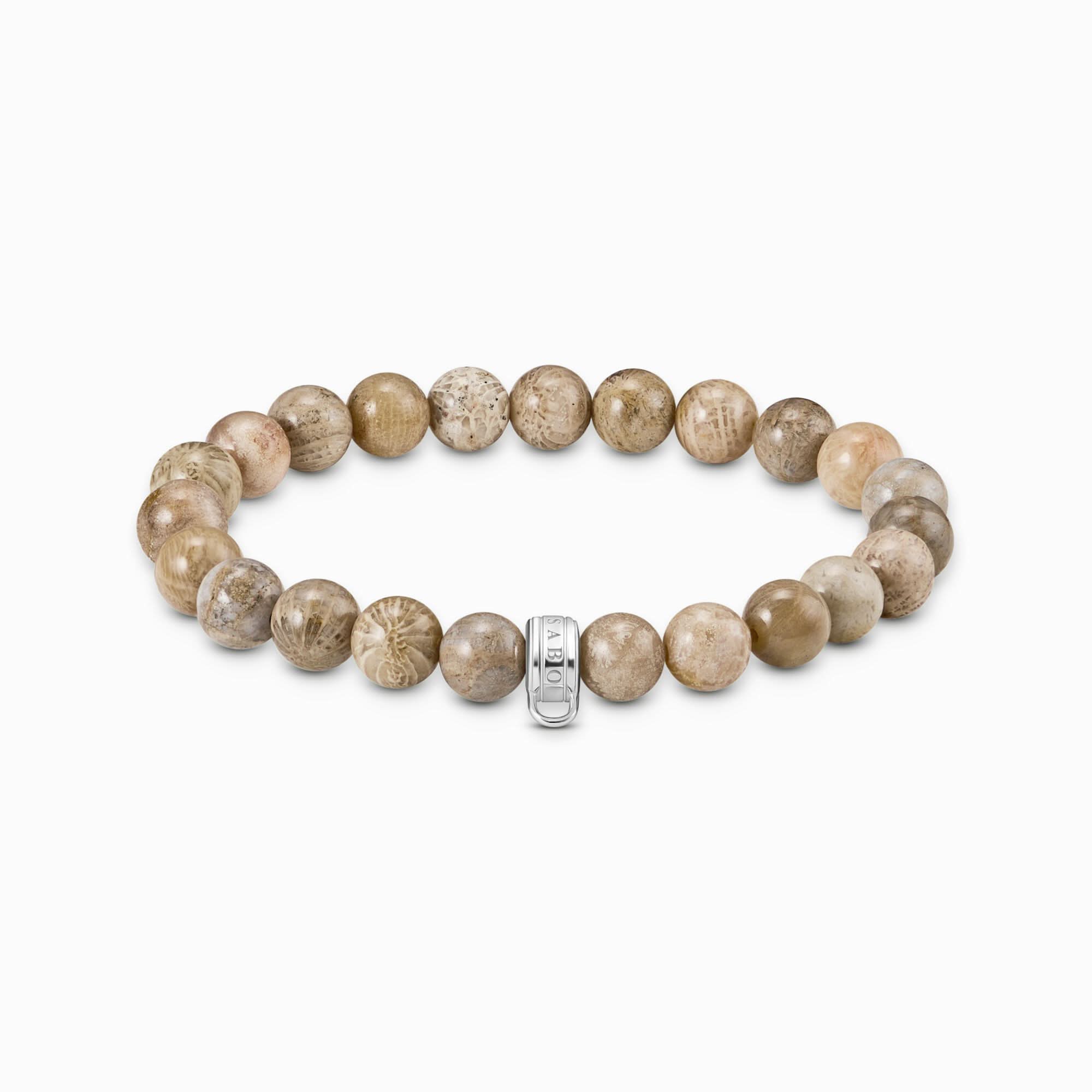 Thomas Sabo Bracciale con Perle Modello: X0293-014-16-L17 con perle in diaspro Daisy chiaro e anello per charm