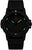 Orologio con cassa nera, cinturino in caucciù e indici luminescenti verdi; data