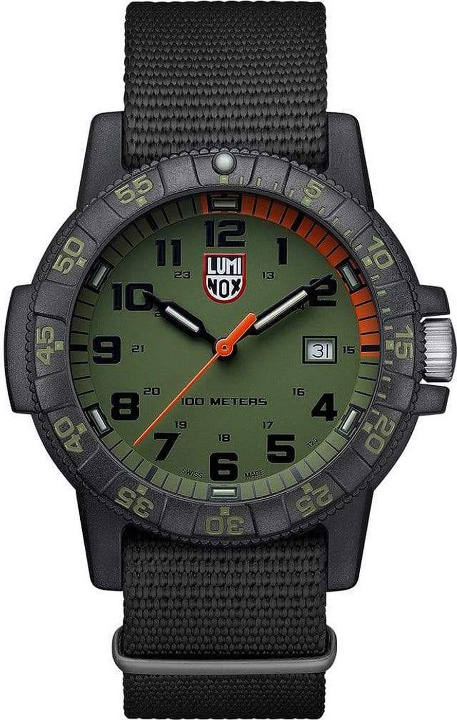 Orologio da uomo con cinturino in tessuto nero e quadrante rotondo con indici luminescenti