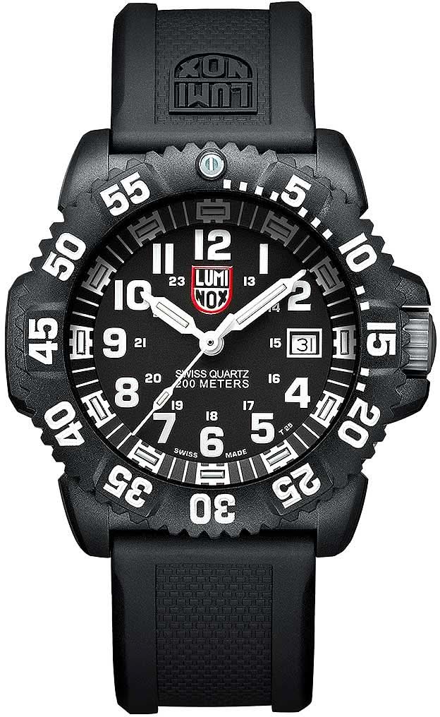 Orologio da uomo con cinturino in silicone nero, quadrante nero e datario