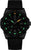 Orologio subacqueo da uomo con indici verdi luminescenti, quadrante nero e cinturino in silicone
