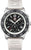 Orologio da uomo con quadrante nero, lunetta argentata e cinturino in silicone beige.
