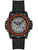 Herrenuhr mit grauem Zifferblatt, schwarzem Silikonarmband und orangefarbener Lünette