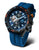 Orologio da uomo con cinturino in silicone blu, cassa nera e quadrante blu