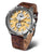 Orologio da uomo Almaz YM8J con cinturino in pelle marrone, cassa argentata e quadrante beige