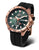 Orologio da uomo con cinturino in silicone nero, lunetta color oro rosa e quadrante verde