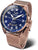 Orologio da uomo: quadrante blu, cinturino in maglia color oro rosa