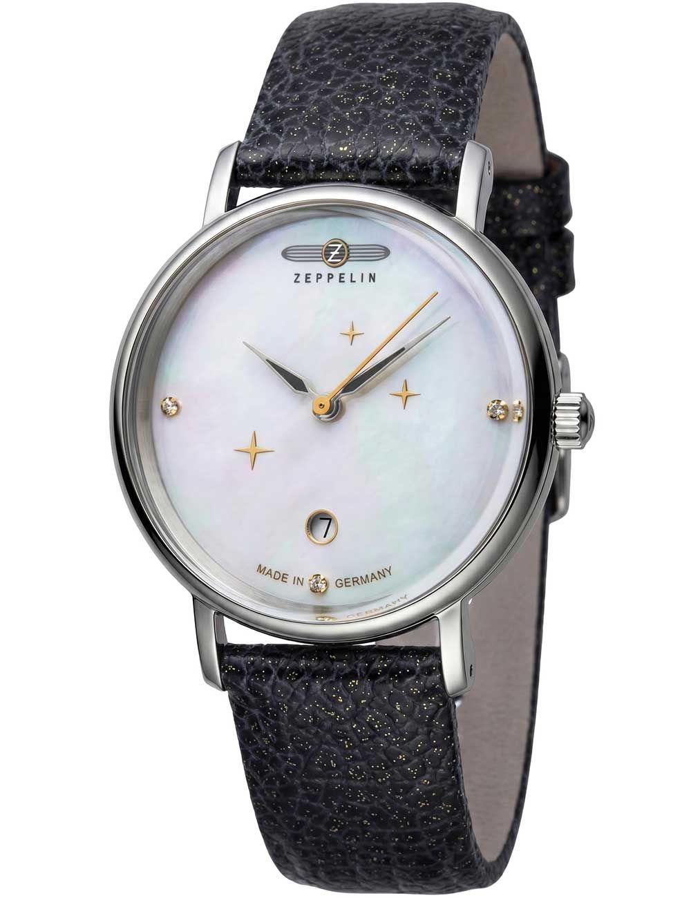 Zeppelin Luna 7131-1 Damenuhr Schwarz • Quarzwerk • 5 ATM wasserdicht
