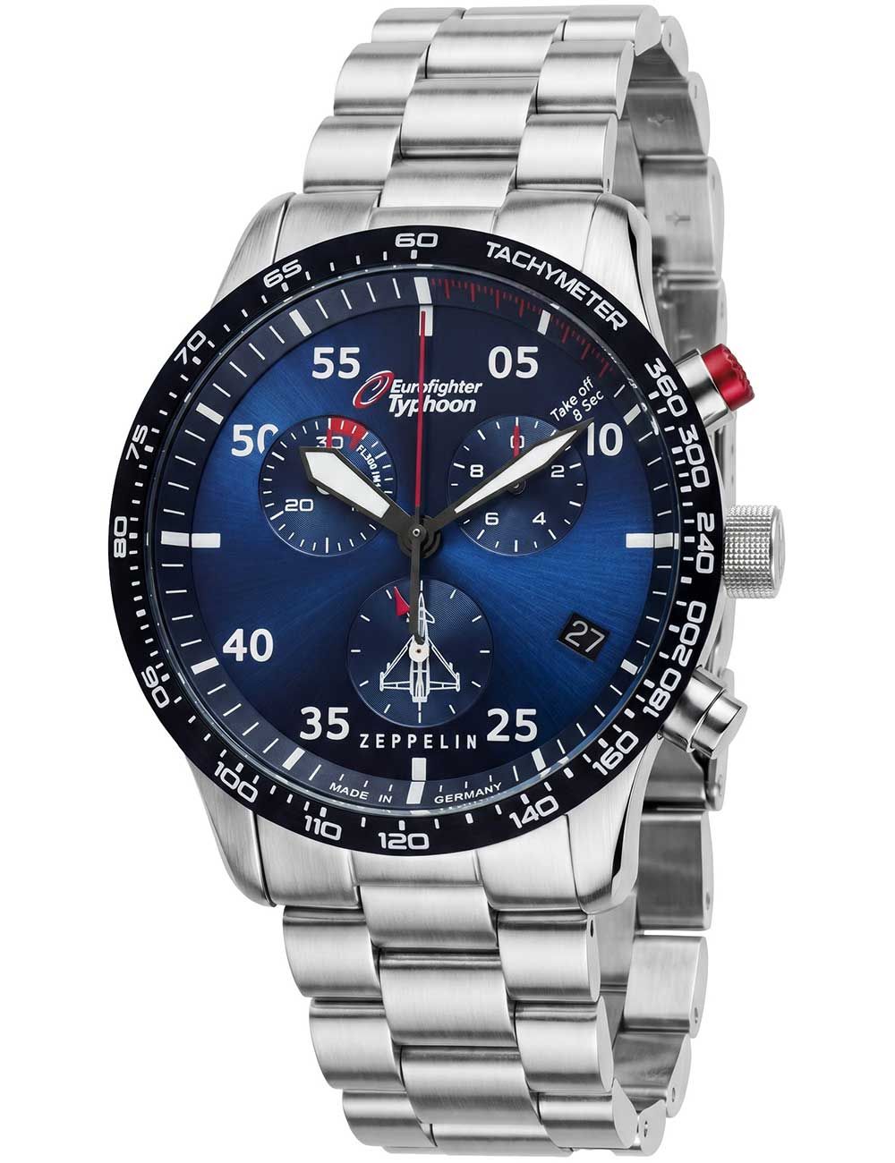 Zeppelin Eurofighter Typhoon 7298M-3-Set Herrenuhr Schwarz • Quarzwerk • 10 ATM wasserdicht
