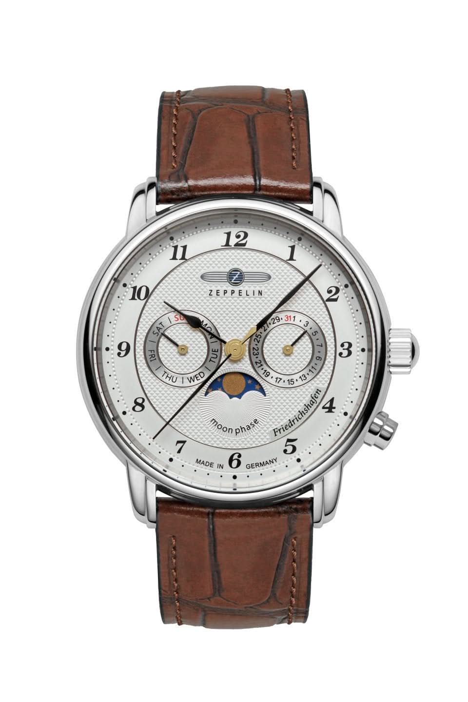 Orologio da uomo Zeppelin Friedrichshafen 8536-1 • Indicatore fasi lunari • Made in Germany