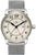 Orologio da uomo con bracciale in maglia d'argento, quadrante con indicazione GMT e marker rosso