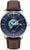 Orologio da uomo con quadrante blu, cinturino in pelle marrone e cassa in acciaio