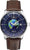 Orologio da uomo con quadrante blu, datario e cinturino in pelle marrone