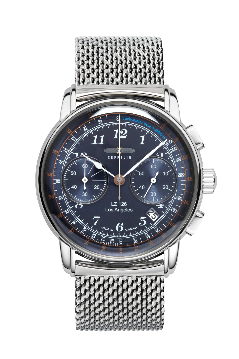 Zeppelin LZ126 Los Angeles 7614M-3 Herrenuhr Blau • Chronograph mit Tachymeter • Super-LumiNova Leuchtzeiger
