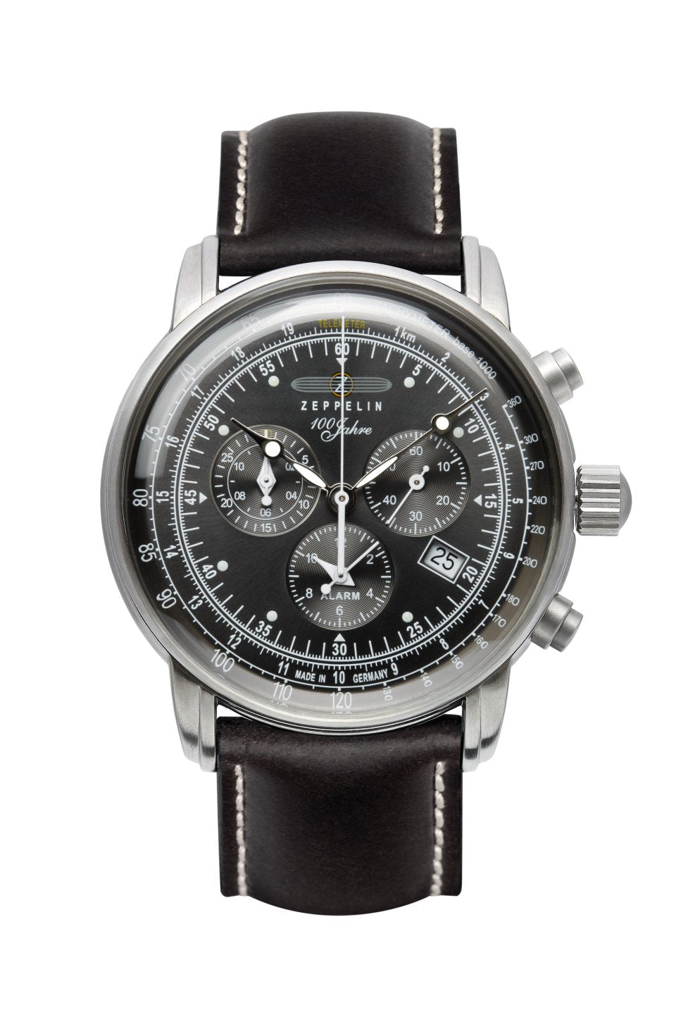 Zeppelin 100 Jahre Zeppelin 7680-2 Herrenuhr Schwarz • Schweizer Chronographenwerk • Made in Germany