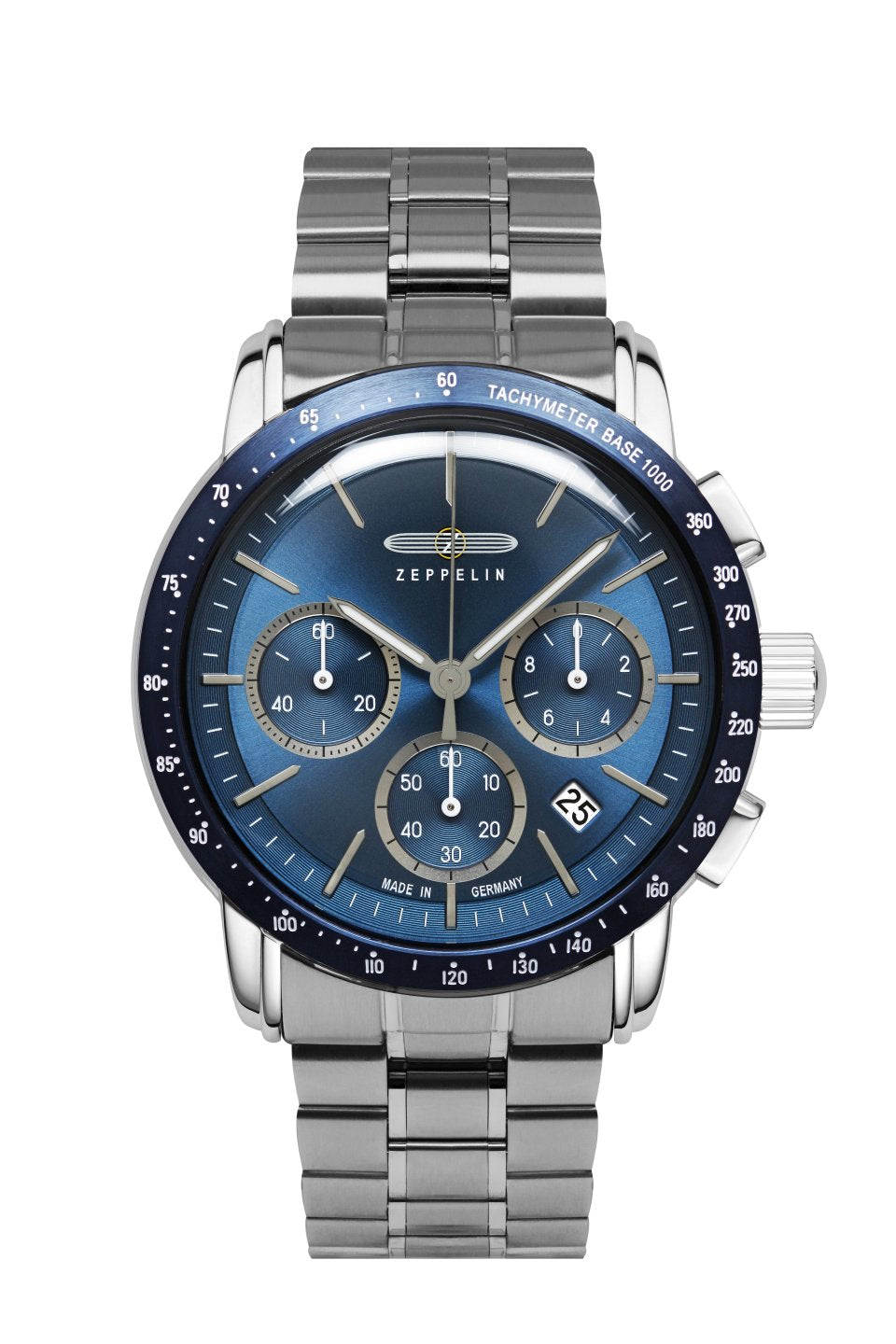 Zeppelin New York 8878MB-3 Herrenuhr Blau • Chronograph mit Tachymeter-Lünette • Made in Germany