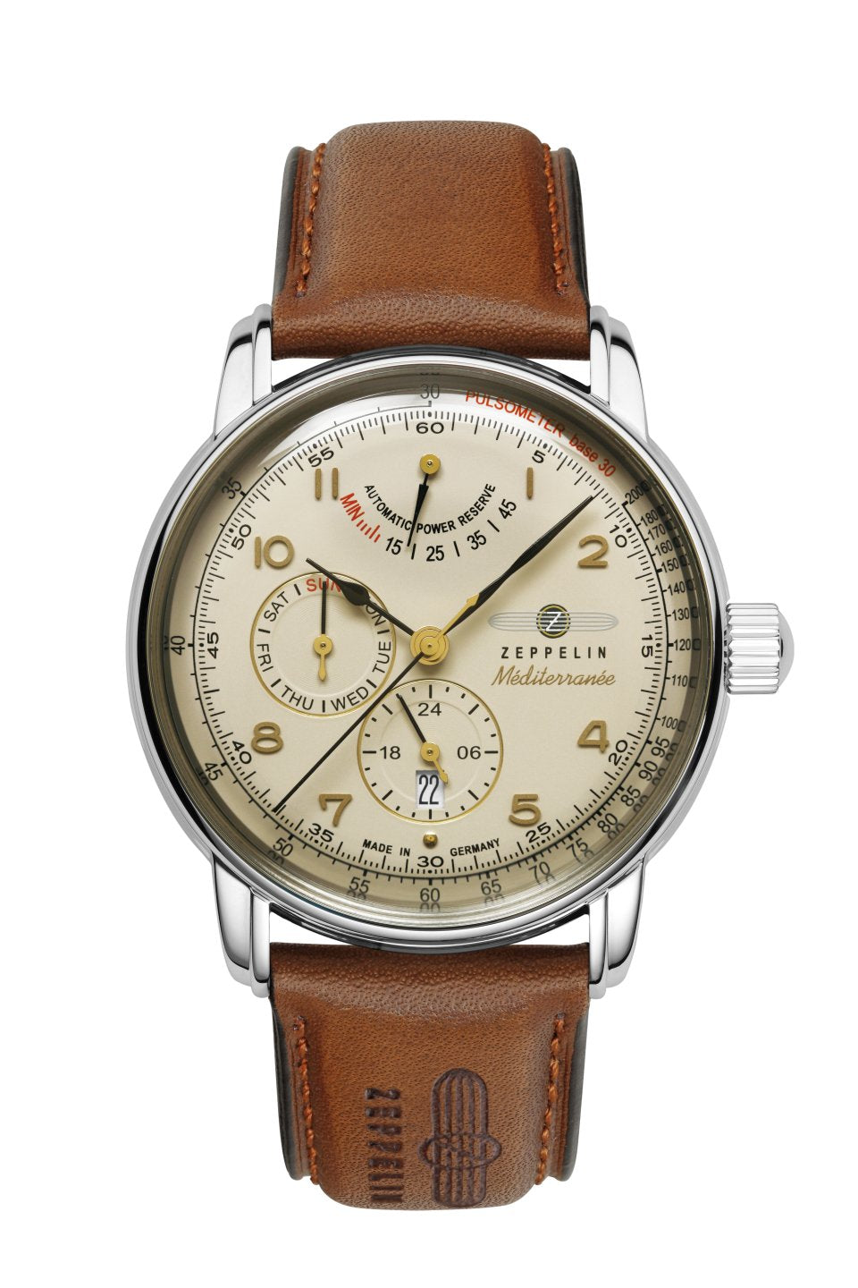 Zeppelin Méditerranée 9690-5 Herrenuhr Champagner • Automatikwerk Miyota 9110 • Mineralglas K1