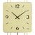 Vorderansicht der Wanduhr mit goldfarbenem Zifferblatt, Ziffern 12/3/6/9 und AMS-Logo