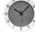 Nahaufnahme Wanduhr: anthrazitfarbenes Zifferblatt mit AMS, schwarzen Zeigern und Ziffern