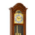 Orologio a pendolo da terra in legno, vista frontale con quadrante rotondo e parti del pendolo dorate