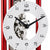 Orologio da tavolo a scheletro, vista ravvicinata: quadrante bianco, lancette nere e cornice rossa