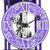 Meccanismo di orologio da parete con ingranaggi in quadrante viola