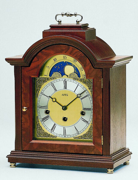 AMS Design Orologio Da Tavolo A Pendolo In Legno Di Faggio Massiccio – Movimento Al Quarzo, Quadrante In Alluminio, Vetro Minerale, Altezza 23 Cm