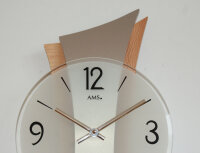 Orologio da parete moderno effetto faggio 23 x 43 x 6 cm - AMS Modello: 9401