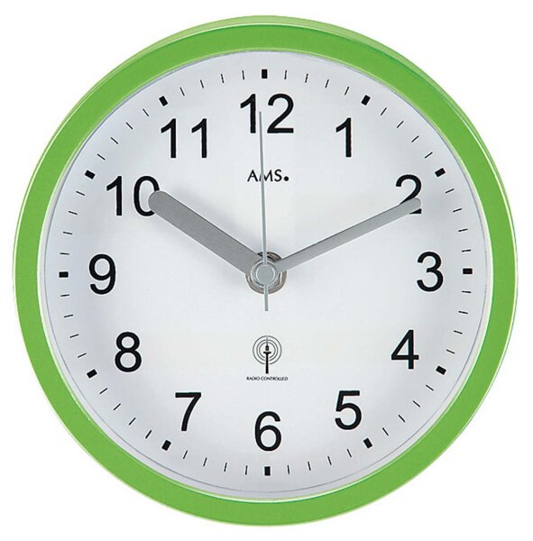 Orologio da parete radiocontrollato moderno in plastica verde 16 cm - AMS Modello: 5922