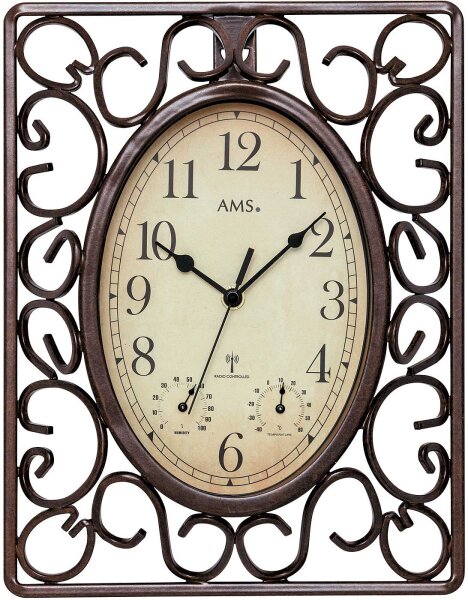 Orologio da parete classico con termometro e igrometro - AMS Modello: 5976