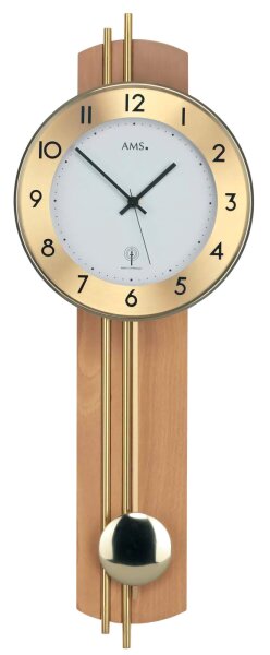 Orologio a pendolo radiocontrollato classico con aste in ottone - AMS Modello: 5266/18