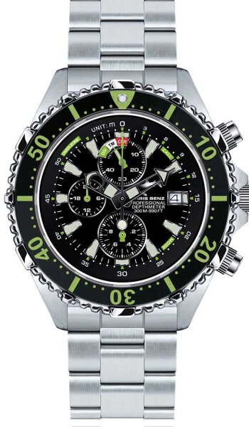 Orologio da uomo Taucheruhr - Serie: Depthmeter Chronograph 300M - Chris Benz Modello: CB-C300-G-MB