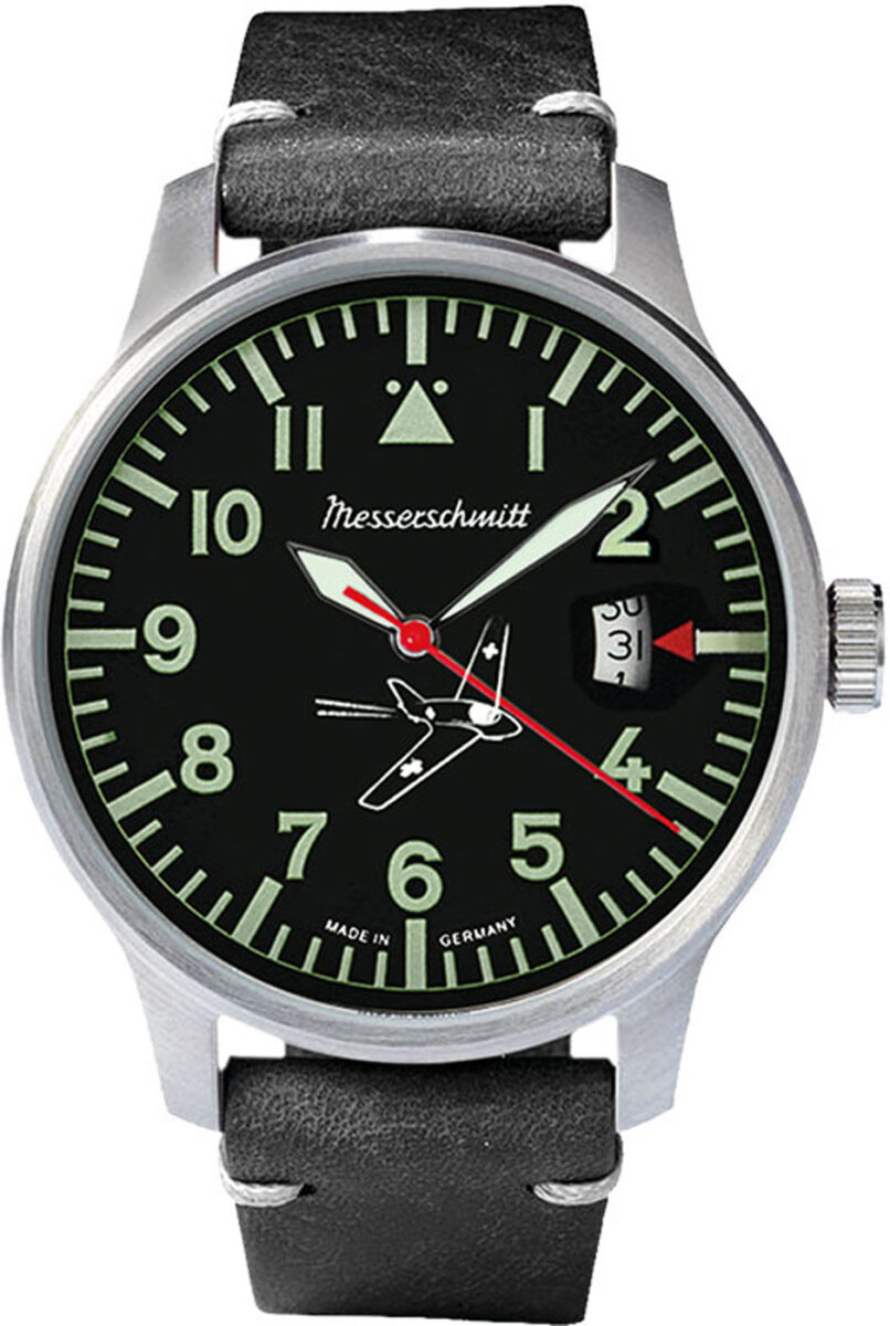 Messerschmitt Orologio Da Uomo ME-9673-02 | Quadrante Verde, Cassa Acciaio 38,5mm, Cinturino Pelle Marrone | Made In Germany - 2