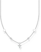 Collana con Cuori e Pietre Bianche - 925 Argento Sterling