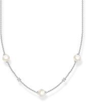 Collana con Perle e Pietre Bianche - 925 Argento Sterling
