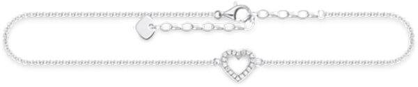 Cavigliera con Cuore e Pietre - 925 Argento Sterling
