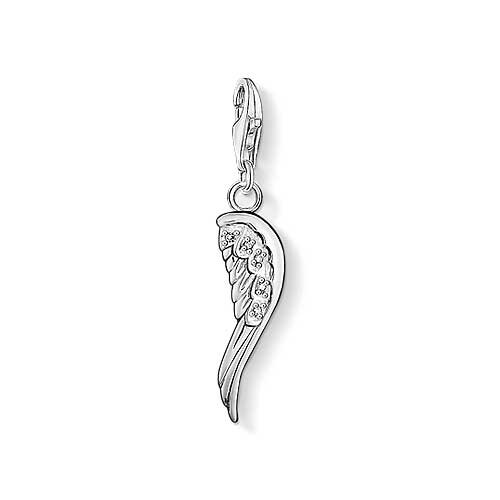 Charm a Forma di Ali dAngelo con Pietre - 925 Argento Sterling